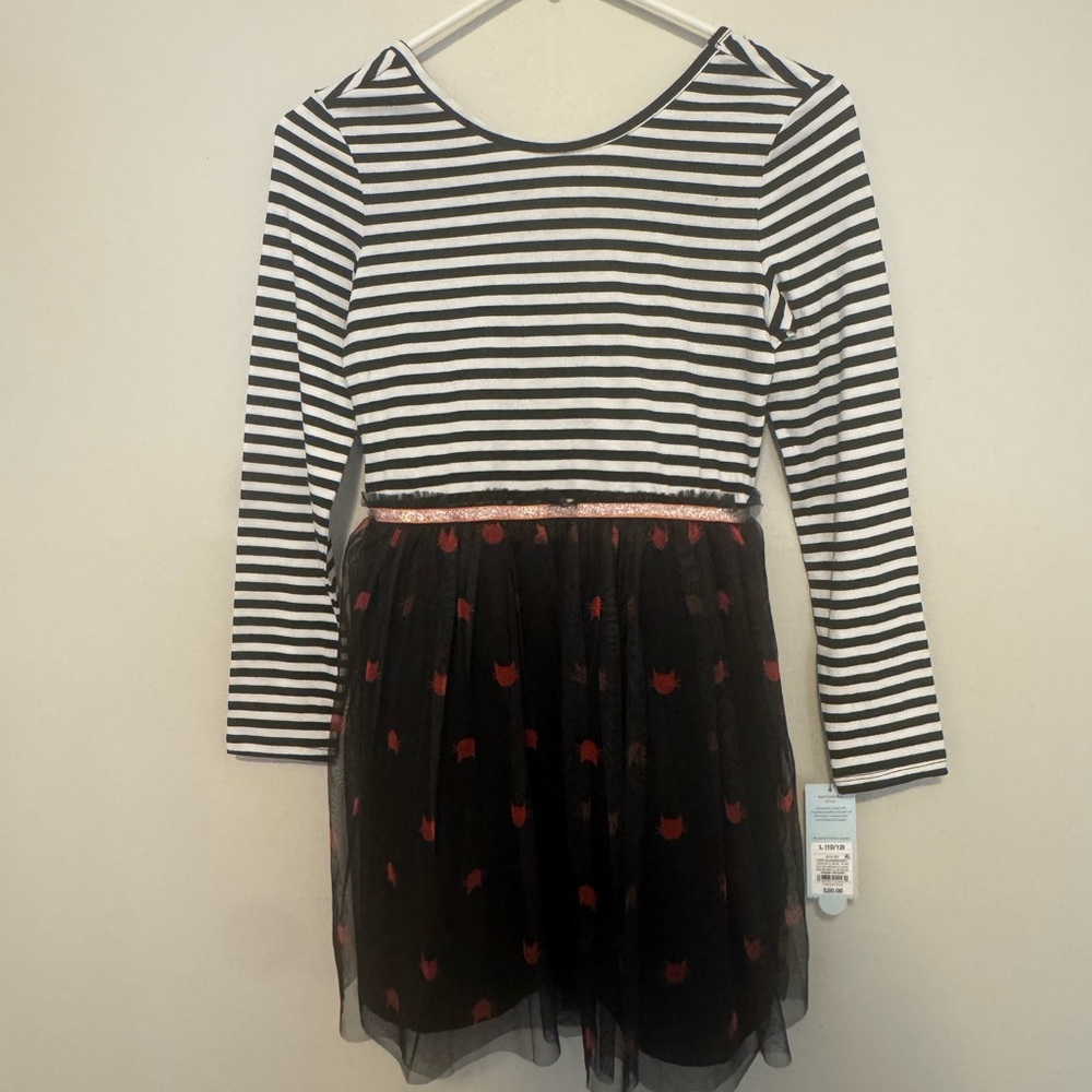 Halloween Cat & Jack Black and White Striped Dress with Red Details